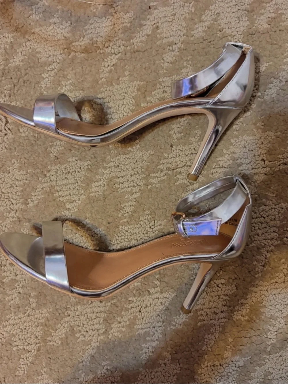 J. Crew Silver Open-Toe Ankle-Strap Heels